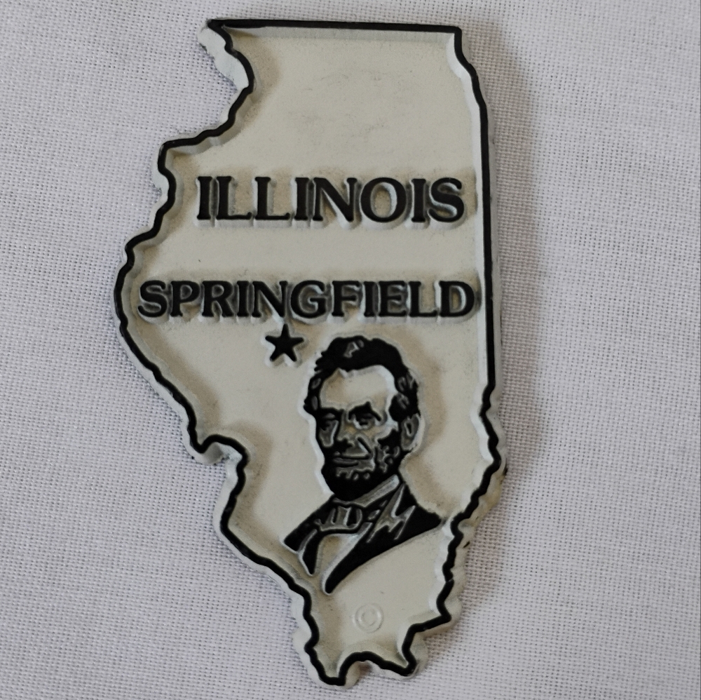 Vintage 3D Illinois Springfield Abraham Lincoln Refrigerator / Fridge Magnet USA